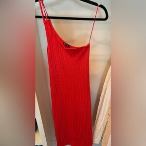 Zara one shoulder knit midi dress small